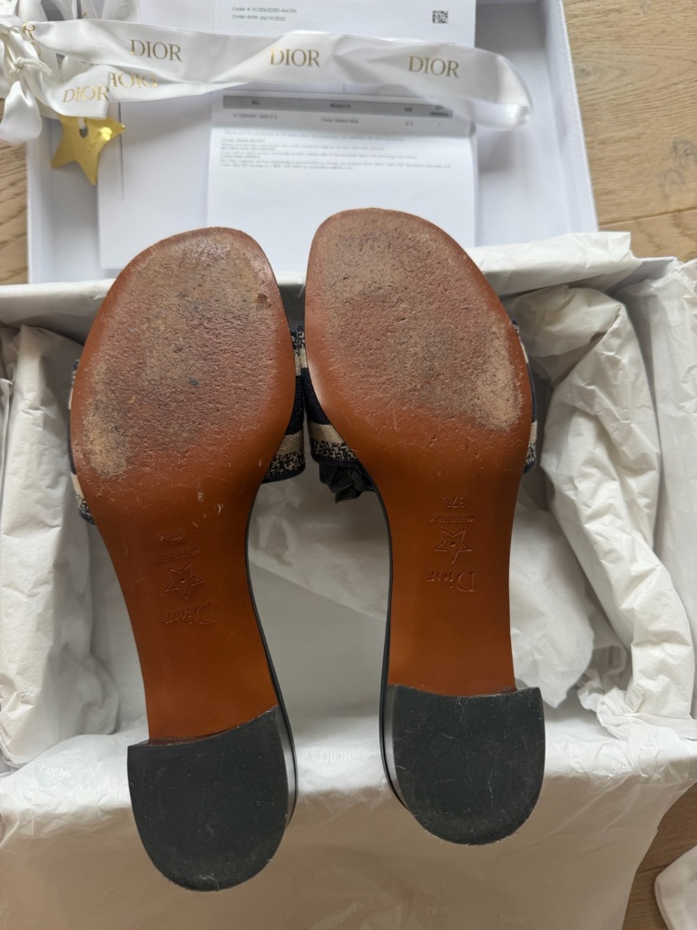 Christian Dior Deep Blue Dway Mules heeled 37.5 EU 100 % Authentic - Picture 8 of 16